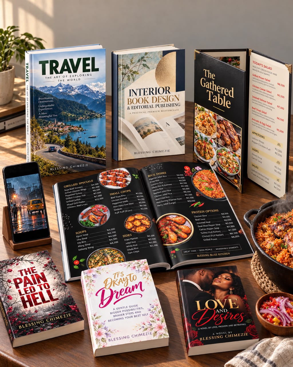 Books, menus and cookbooks designed with AI